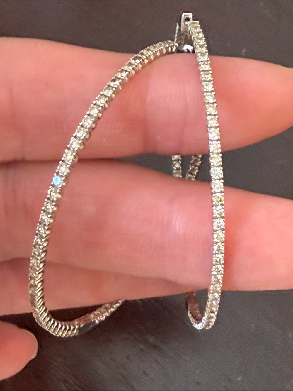 14K White Gold hoop earrings, 3.02 Carats